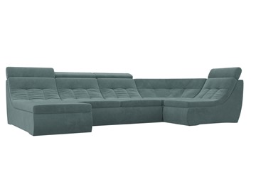 Модульный П-образный диван Холидей люкс, Бирюзовый (велюр) в Чите