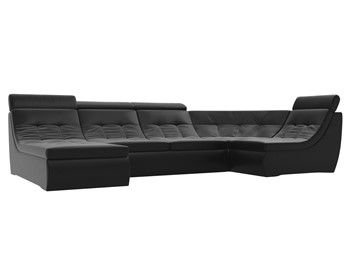 Модульный П-образный диван Холидей люкс, Черный (экокожа) в Чите