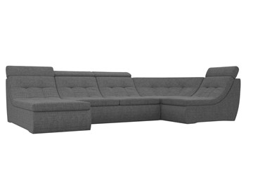 Модульный П-образный диван Холидей люкс, Серый (рогожка) в Чите