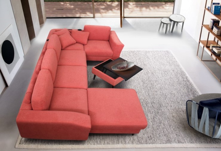Модульный диван Томас с широкими подлокотниками и пуф-столик с подъемным механизмом в Чите - изображение 1