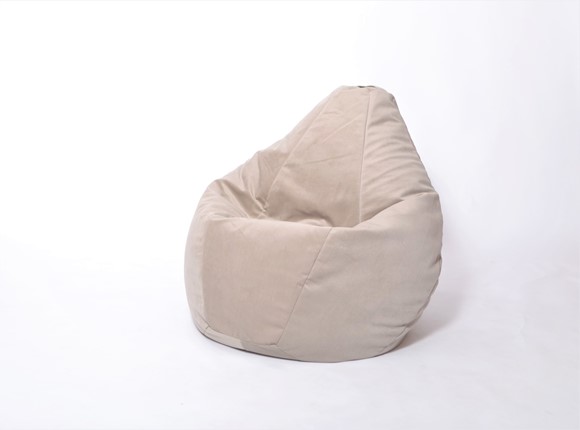 Кресло-мешок Груша среднее, велюр однотон, бежевое в Чите - изображение
