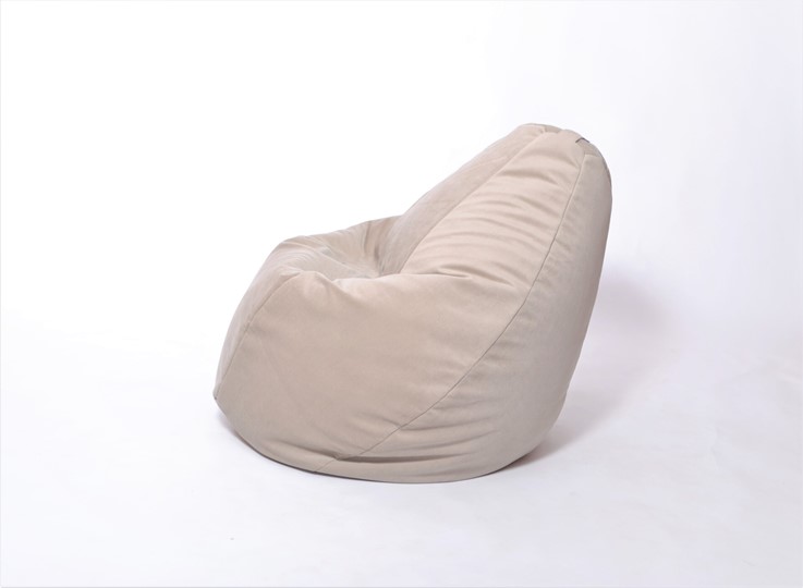 Кресло-мешок Груша малое, велюр однотон, бежевое в Чите - изображение 2