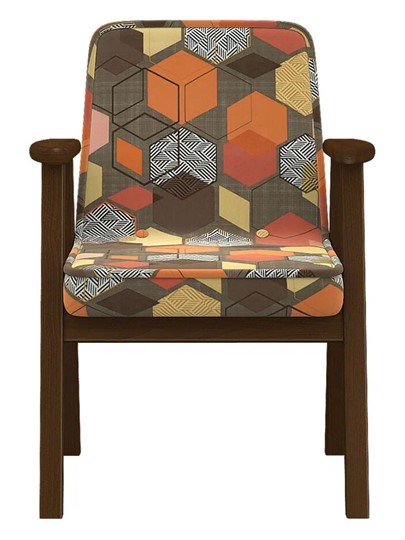 Кресло Ретро ткань геометрия коричневый, каркас орех в Чите - изображение 4