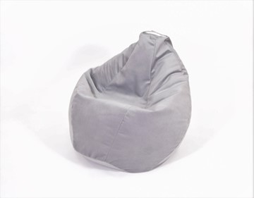 Кресло-мешок Груша большое, велюр однотон, серое в Чите
