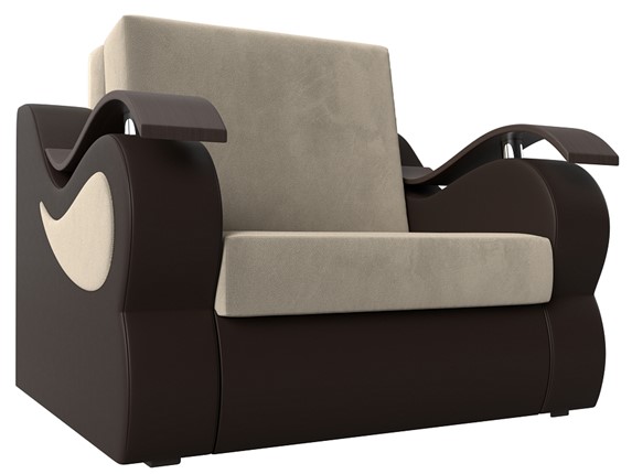 Кресло-кровать Меркурий (60), Бежевый\Коричневый (Микровельвет\Экокожа) в Чите - изображение