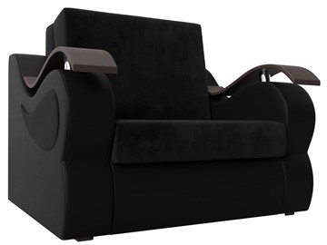 Кресло-кровать Меркурий (60), Черный\Черный (Велюр\Экокожа) в Чите