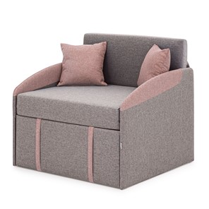 Кресло-кровать Polto серо-коричневый/клубничный мусс (рогожка) в Чите