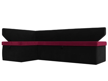 Кухонный угловой диван Омура, Бордовый\Черный (Микровельвет) в Чите