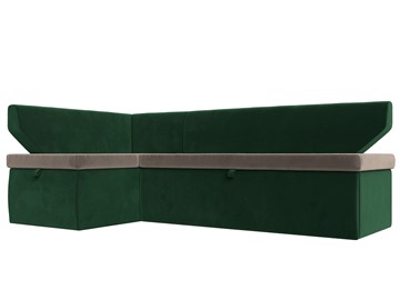 Кухонный угловой диван Омура, Коричневый\Зеленый (Велюр) в Чите