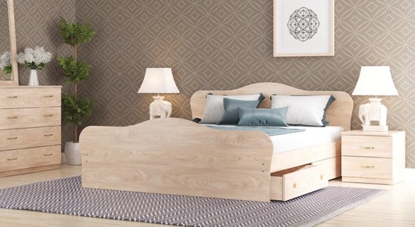 Кровать Каролина, 160х200 с основанием, дуб млечный в Чите - изображение