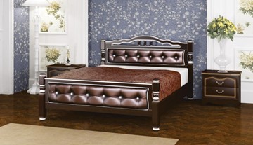 Полуторная кровать Карина-11 (Орех Темный, обивка бриллиант) 140х200 в Чите