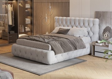 Спальная кровать Castello 180х200, Флок (Бентлей Светло-серый) в Чите