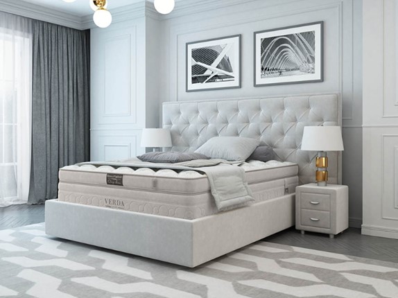Спальная кровать Classic/Island M 160х200, Флок (Велсофт Дымчатый) в Чите - изображение