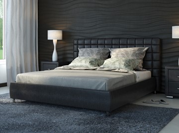 Двуспальная кровать Corso-3 200x200, Экокожа (Кайман черный) в Чите