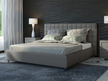Кровать 2-х спальная Corso-3 200x200, Экокожа (Серый) в Чите
