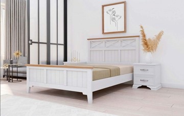 Двуспальная кровать Грация-5 карниз сосна (Белый Античный) 160х200 в Чите