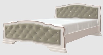 Кровать двуспальная Карина-10 (Дуб Молочный, светлая обивка) 160х200 в Чите