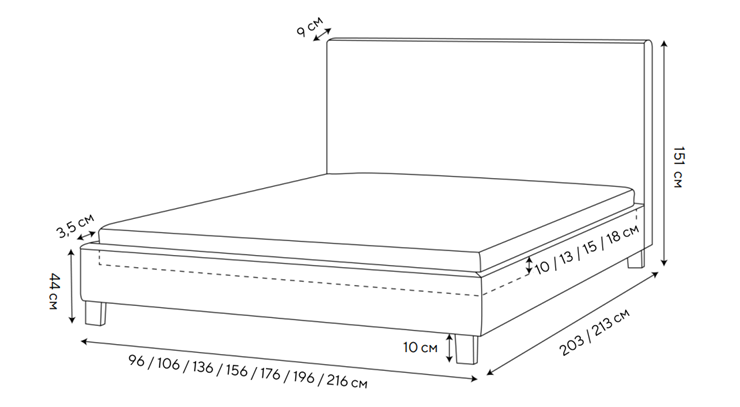 Двуспальная кровать Rhomby 160х200, Рогожка (Тетра Бежевый) в Чите - изображение 1