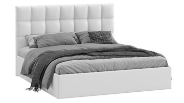 Двуспальная кровать с подъемным механизмом Эмбер (Экокожа белая) в Чите