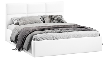 Спальная кровать с подъемным механизмом с заглушиной Стелла тип 1 (Экокожа белая Polo) в Чите