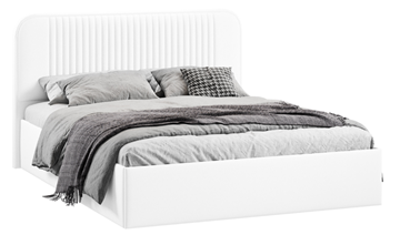 Двуспальная кровать с подъемным механизмом с заглушиной Тиффани тип 1 (Экокожа белая Polo) в Чите