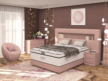 Кровать в спальню Smart/Podium M 160х200, Флок (Велсофт Винтажный розовый) в Чите