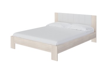 Кровать Soft 1, 160х200, ЛДСП Дуб Шамони+экокожа (Дуб Шамони с белым) в Чите