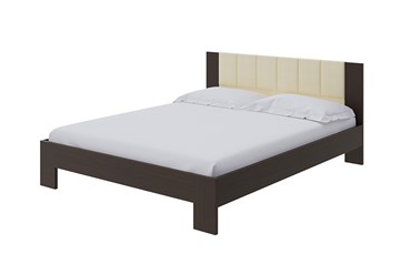 Кровать 2-спальная Soft 1, 160х200, ЛДСП Венге+экокожа (Дуб Венге/Athens Светло-бежевый) в Чите