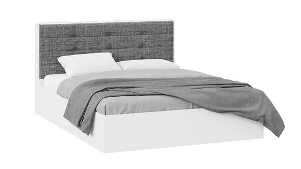 Кровать с подъемным механизмом Тесса (Белый Жемчуг/Рогожка серая) в Чите - изображение