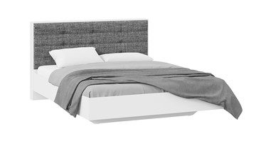 Кровать 2-спальная Тесса (Белый Жемчуг/Рогожка серая) в Чите - предосмотр