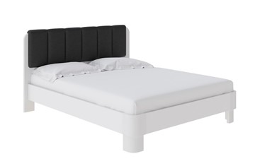 Кровать 2-спальная Wood Home Lite 2 160х200, ЛДСП+Экокожа (ЛДСП Белый жемчуг/Белая эмаль (сосна)/Черный) в Чите