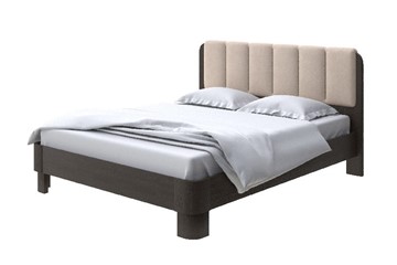 Спальная кровать Wood Home 2 200х200, Микрофибра (Венге (сосна) с брашированием/Diva Латте) в Чите