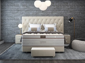 Кровать спальная Luxe/Podium M 160х200, Флок (Велсофт Бежевый) в Чите