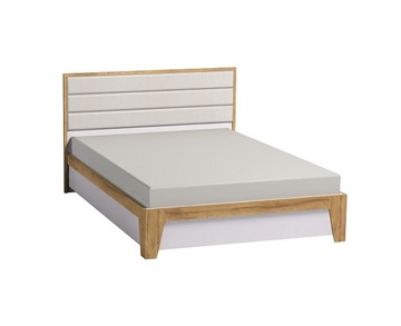 Двуспальная кровать Айрис 306 1800 с гибкими ламелями металл, Белый-Дуб золотистый в Чите
