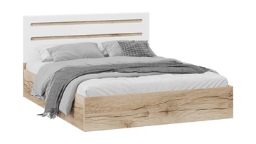 Кровать 2-спальная с подъемным механизмом Фьюжн ТД-260.01.04 (Дуб Делано, Белый глянец) в Чите