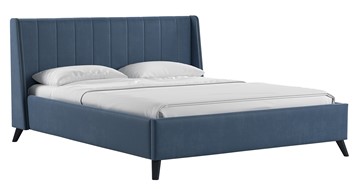 Кровать с механизмом двуспальная Мелисса 180,арт. Тори 83 велюр (серо-синий) + кроватное дно в Чите
