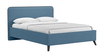 Кровать с подъемным механизмом Миа, 140 Bravo blue (светло-синий) / кант Лайт 10 Велюр (коричневый) + кроватное дно в Чите