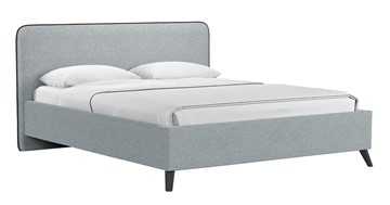 Кровать с подъемным механизмом Миа, 160 Bravo grey (серый) / кант Лайт 10 Велюр (коричневый) + кроватное дно в Чите