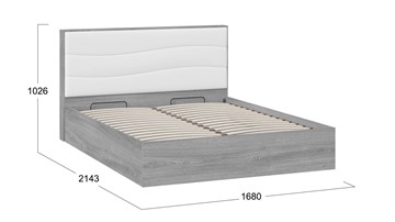 Двуспальная кровать с механизмом Миранда тип 1 (Дуб Гамильтон/Белый глянец) в Чите - предосмотр 1