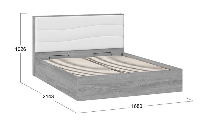 Двуспальная кровать с механизмом Миранда тип 1 (Дуб Гамильтон/Белый глянец) в Чите - изображение 1