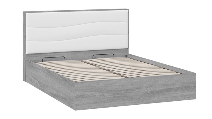 Двуспальная кровать с механизмом Миранда тип 1 (Дуб Гамильтон/Белый глянец) в Чите - изображение 2