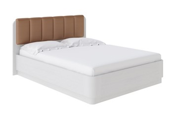 Кровать с механизмом двуспальная Wood Home 2 160х200, Экокожа (Белая эмаль (сосна) с брашированием/Бронзовый перламутр (5069)) в Чите