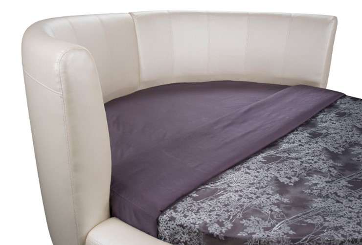 Круглая кровать Luna 200х200, Экокожа (Белый) в Чите - изображение 1