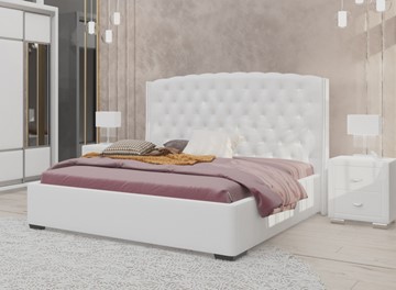 Кровать 2-спальная Dario Slim 160x200, Экокожа (Белый) в Чите