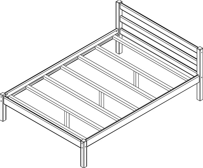Кровать 2-спальная Рино с опорными брусками 160х200 массив сосны, без покрытия в Чите - изображение 1