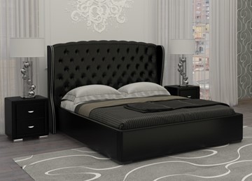 Двуспальная кровать Dario Grace 140x200, Экокожа (Черный) в Чите