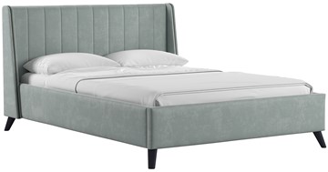 Кровать полутороспальная Мелисса 140, арт. Тори 61 велюр (серебристый серый) + кроватное дно в Чите