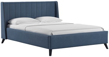 Спальная кровать Мелисса 140, арт. Тори 83 велюр (серо-синий) + кроватное дно в Чите