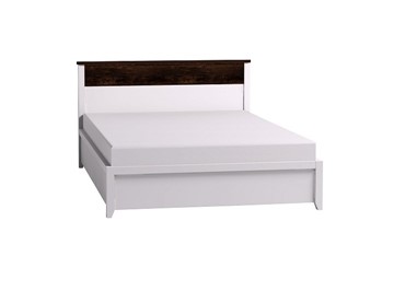 Полутороспальная кровать Норвуд 33 с гибкими ламелями металл, Белый-Орех шоколадный в Чите