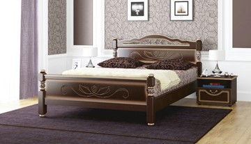 Кровать двуспальная Карина-5 (Орех Темный) 160х200 в Чите